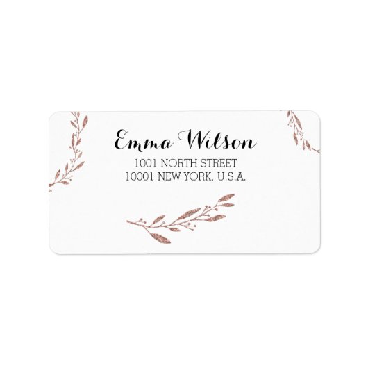 Rose Gold Foil Mariage Étiquette de adresse Floral (Devant)
