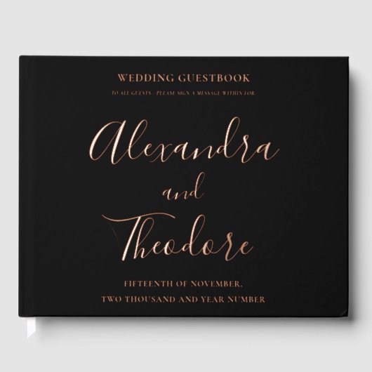 Rose Gold Foil Mariage Livre d'or personnalisé (Recto)