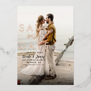 Rose Gold Foil Moderne Faire-Part de Mariage avec 