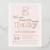 Rose Gold Foil Moderne Ours Baby shower Invitation (Recto)