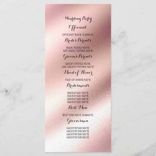 Rose Gold Foil Parties scintillant Programmes de m (Dos)