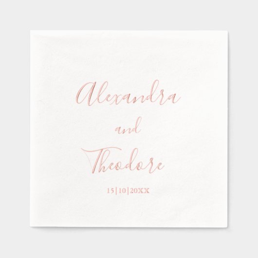 Rose Gold Foil Personalized Wedding Cocktail Folie Servetten (Voorkant)