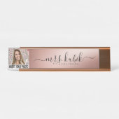 Rose Gold Foil Personnalisé Image Desk Nom Plaque (Devant)
