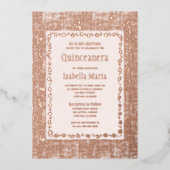 Rose Gold Foil Quinceañera Invitation Floral Pink (Recto)