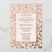 Rose Gold Foil Quinceañera Invitations Floral (Recto)