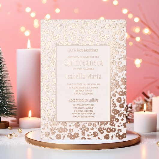 Rose Gold Foil Quinceañera Invitations Floral
