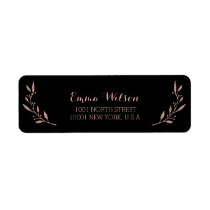 Rose Gold Foil Retourner l'adresse Étiquettes Flor