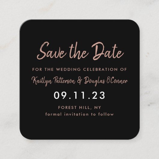 Rose Gold Foil & Script Enregistrer La Carte Date (Devant)
