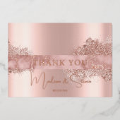 Rose Gold Foil Script Mariage Merci Cartes (Recto)