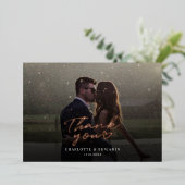 Rose Gold Foil Script Mariage photo Carte de remer (Debout devant)