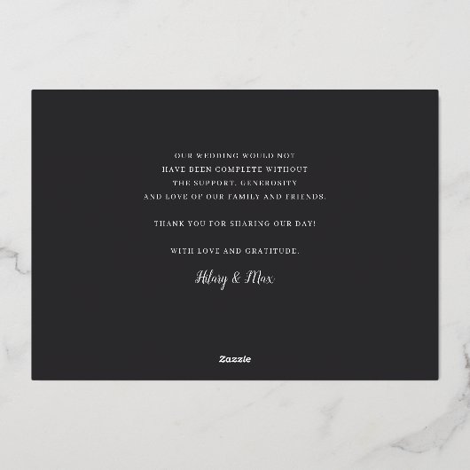 Rose Gold Foil Script Mariage photo Carte de remer (Verso)