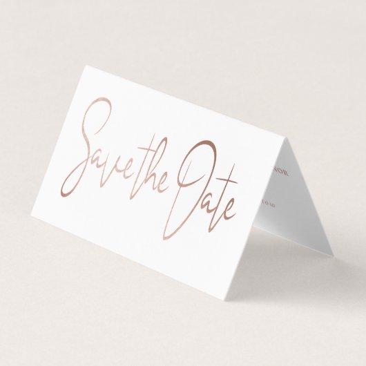 Rose Gold Foil Script Photo Enregistrer La Carte D (Devant)