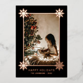 Rose Gold Foil Snowflakes Vacances PHOTO Foil (Recto)