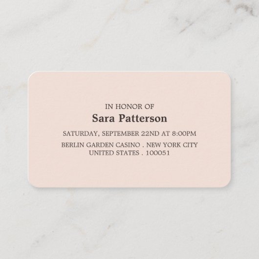 Rose Gold Foil Stripe, Fête des mariées Ticket Inv (Dos)