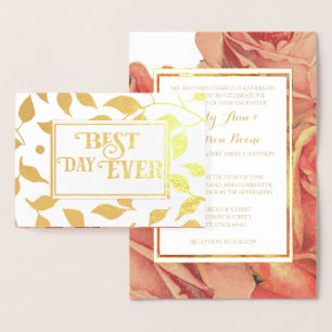Rose Gold Foil Typographie Mariage Invitations