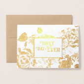 Rose Gold Foil Typographie Mariage Invitations (Devant avec enveloppe)