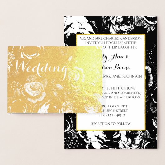 Rose Gold Foil Typographie Mariage Invitations (Affichage)