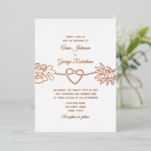 Rose Gold Foliage Mariage Foil Invitation (Debout devant)