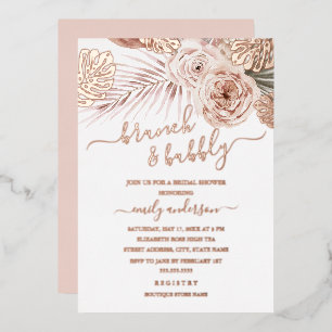 ROSE GOLD FOLIE Brunch En Bruisend Bruiloftsfeest Uitnodiging