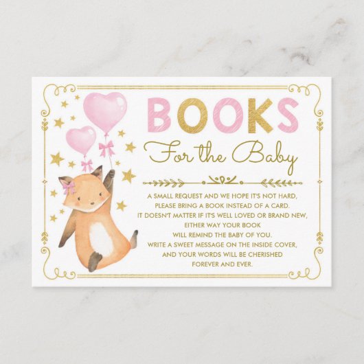 Rose Gold Fox Baby Girl Douche Apportez une carte  (Devant)