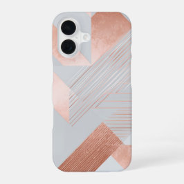 Rose Gold Geometric Abstract Pattern iPhone 16 Hoesje