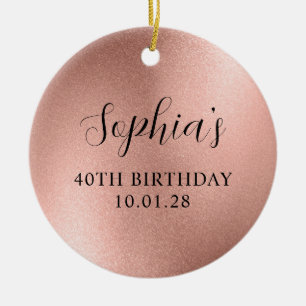 Rose Gold Glam Folie 40e Verjaardag Foto Keramisch Ornament
