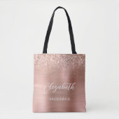 Rose Gold Glam Metallic Modern Script Bridesmaid Draagtas (Voorkant)