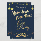 Rose Gold Glitter 2022 New Year's Party Invitation (Devant / Derrière)