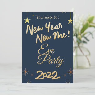 Rose Gold Glitter 2022 New Year's Party Invitation Kaart