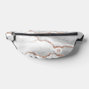 Rose Gold Glitter Agate Marbre Blanc Élégant