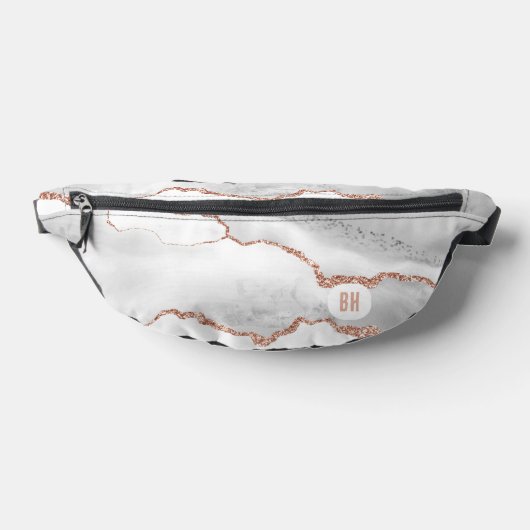 Rose Gold Glitter Agate Marbre Blanc Élégant (Poser)