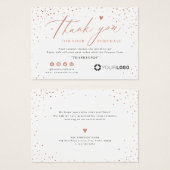 Rose gold glitter business logo thank you insert (Devant & derrière)