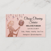 Rose Gold Glitter Classy Cleaning Services Visitekaartje (Voorkant)
