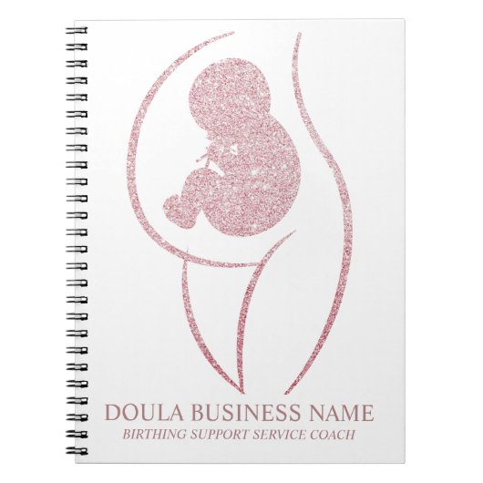 Rose Gold Glitter Doula & Birth Coach Journal (Devant)