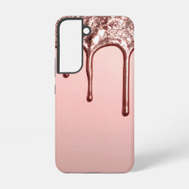 Rose Gold Glitter Drip – Glam Metallic Samsung Galaxy Hoesje