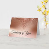  Rose Gold Glitter Drip Sympathy Kaart (Gele Bloem)