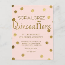 Rose Gold Glitter Elegant Quinceañera 