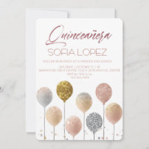 Rose Gold Glitter Elegant Quinceañera 