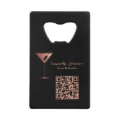 Rose Gold Glitter Event Bartender QR Code Kredietkaart Flessenopener (Voorkant)
