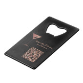 Rose Gold Glitter Event Bartender QR Code Kredietkaart Flessenopener (Voorkant Gekanteld)