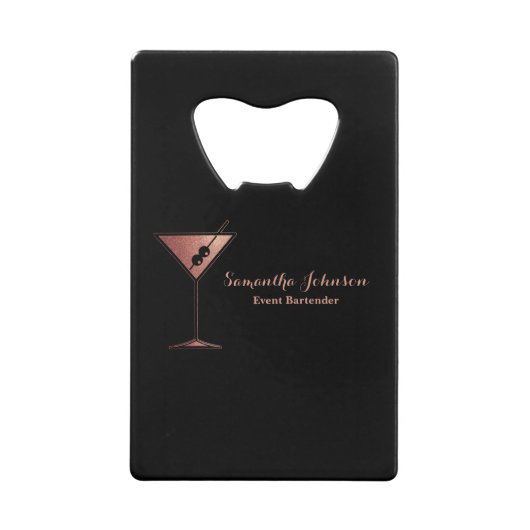 Rose Gold Glitter Event Bartender QR Code Kredietkaart Flessenopener (Voorkant)