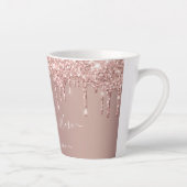 Rose Gold Glitter Latte Mug - Custom Text Name Mok (Rechts)