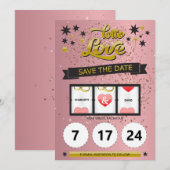 Rose Gold Glitter Lotto Love Faire-Part de Date de (Devant / Derrière)