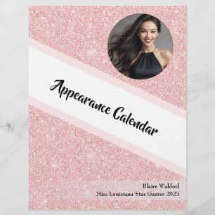Rose Gold Glitz Pageant Binder Calendrier Page