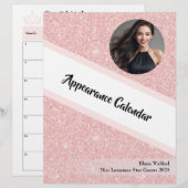 Rose Gold Glitz | Pageant Binder Calendrier Page (Devant / Derrière)