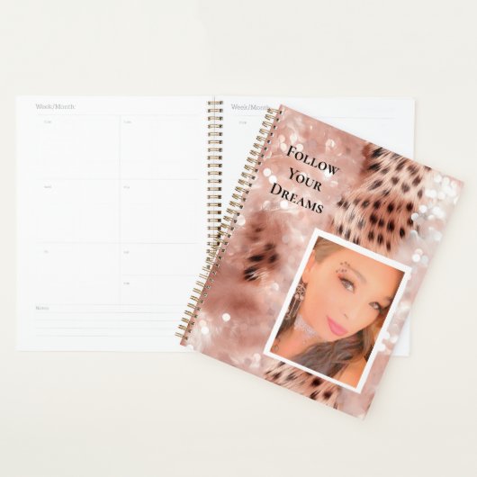 Rose Gold Glitzy Pink Leopard Votre photo (Devant avec enveloppe)