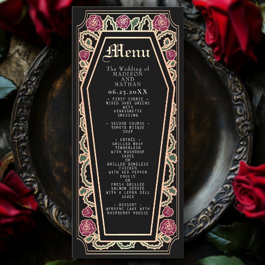 Rose Gold Gothique Café Rose Black Mariage Menu
