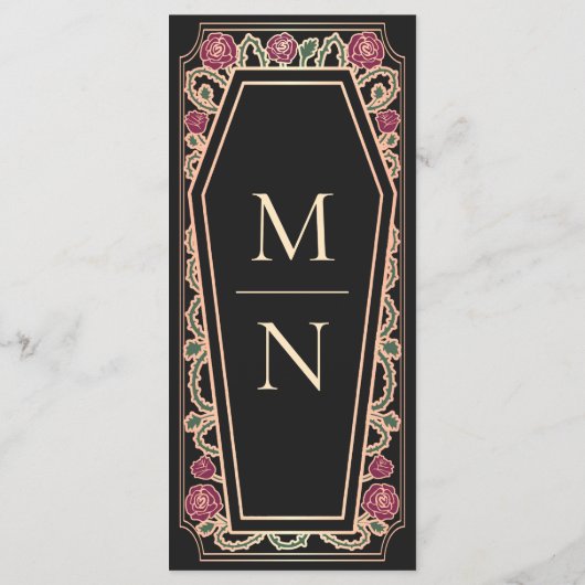 Rose Gold Gothique Café Rose Black Mariage Menu (Dos)