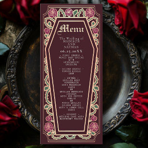 Rose Gold Gothique Café Rose Rouge Mariage Menu