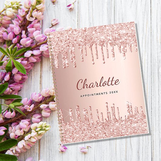 Rose gold gouttes monogramme nom 2027